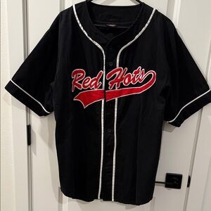 Red Hots Black Baseball Jersey